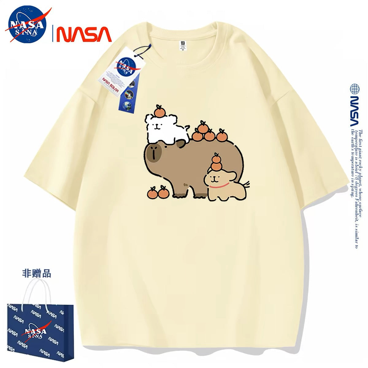 Cute Cartoon Doggie Maltese Puppy Style T-Shirt Series | Maltese Play with Capybara Part1 - Kawaii Fashion Items for Child & Adult Matching outfits for Parents and Children