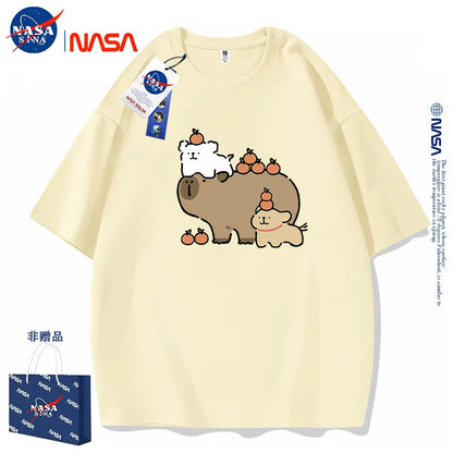 Cute Cartoon Doggie Maltese Puppy Style T-Shirt Series | Maltese Play with Capybara Part1 - Kawaii Fashion Items for Child & Adult Matching outfits for Parents and Children
