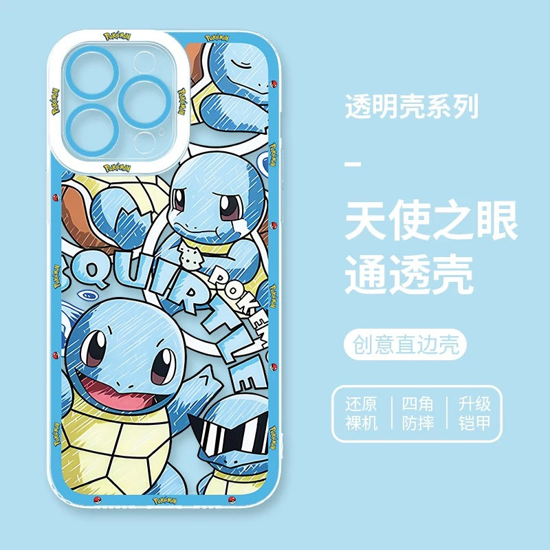 Japan Cartoon Pokemon All Drawing Version | Pikachu Gengar Squirtle Snoriax Psyduck Bulbasaur - iPhone Case PLUS SE2 XS XR X 11 12 13 14 15 16 16e 17 17e Pro Promax 12mini 13mini