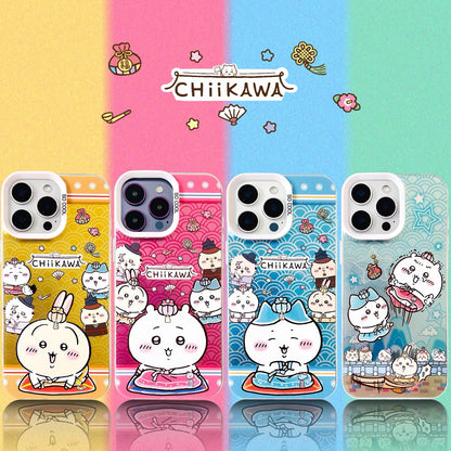 Japanese Cartoon ChiiKawa Korean Dress Up Laser Case | Chiikawa Hachiware Usagi - iPhone Case 11 12 13 14 15 16 16e 17 17e Pro Promax