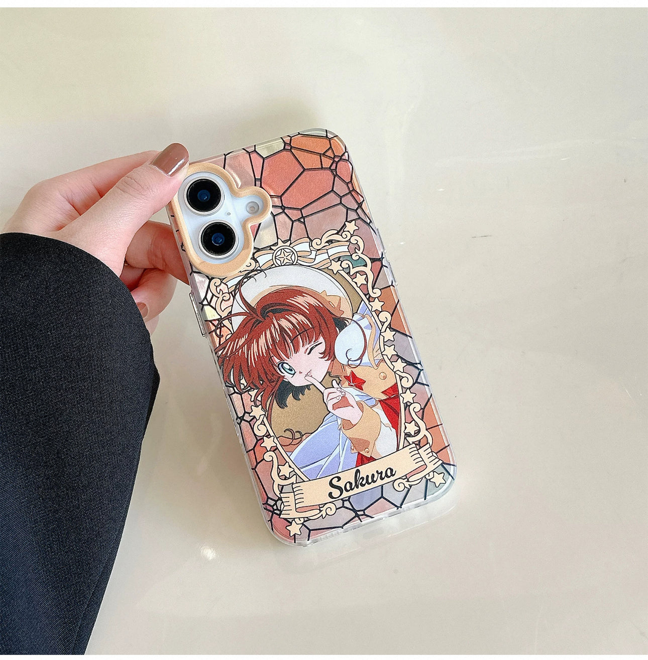 Japanese Cartoon CardCaptorSakura Layer Glass Window Version | Red Purple Yellow - iPhone Case 6 7 8 PLUS SE2 XS XR X 11 12 13 14 15 16 Pro Promax 12mini 13mini KawaiiGiftLand