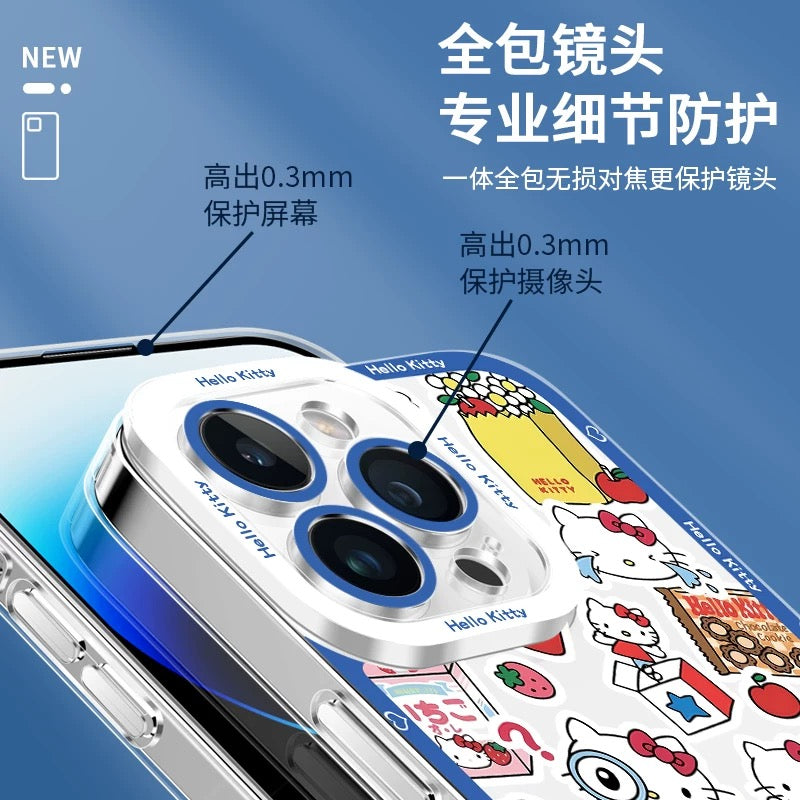 Japanese Cartoon Hello Kitty | Vintage Kitty Blue Version - iPhone Case PLUS SE2 XS XR X 11 12 13 14 15 16 16e 17 17e Pro Promax 12mini 13mini