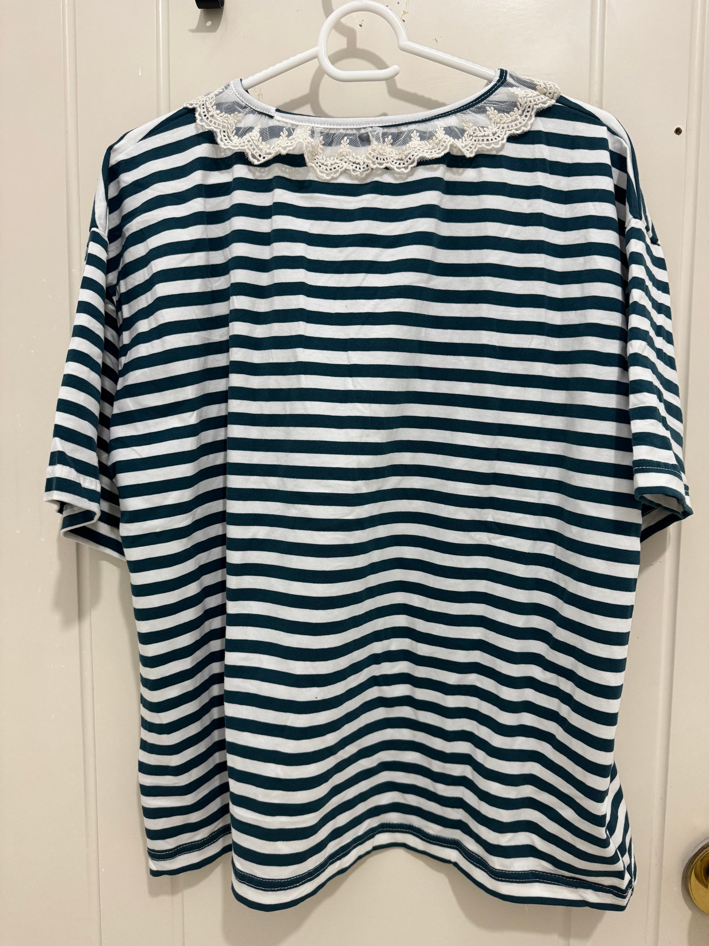 Japanese Fashion Cute Style Mori Series | Blue White Stripe wtih Plants Shirt - Kawaii Fashion Items