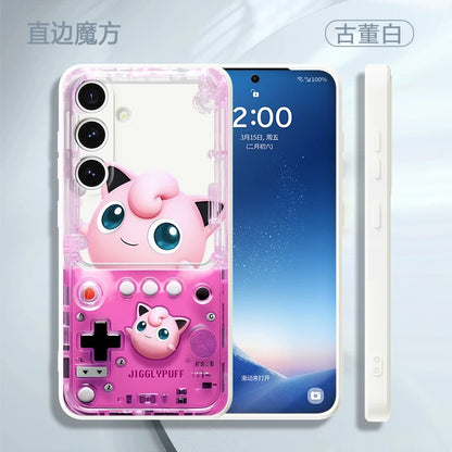 Japan Cartoon Pokemon Fun 3D Print Game Console Version Colour Silicon Case | Pikachu Bulbasaur Squirtle Charmander Psyduck Jigglypuff Eevee Gengar - Phone Case Samsung Galaxy S26 S25 S24 S23 S22 S21 FE Ultra Edge