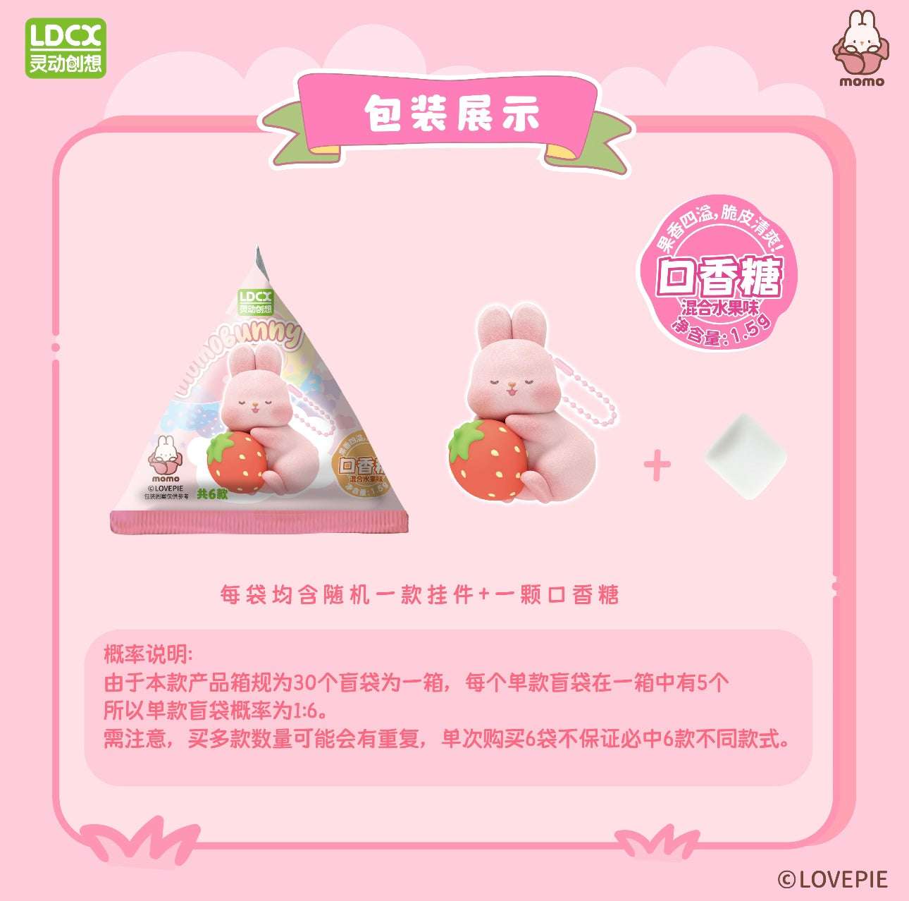 Momo with Bunny Kawaii Lovely Characters | Keychain Series 1 - Toy Collection Mystery Blind Box