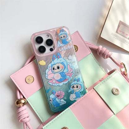 Cute Cartoon Labubu Zimomo Little Mermaid with Pearl - iPhone Case 12 13 14 15 16 Pro Promax