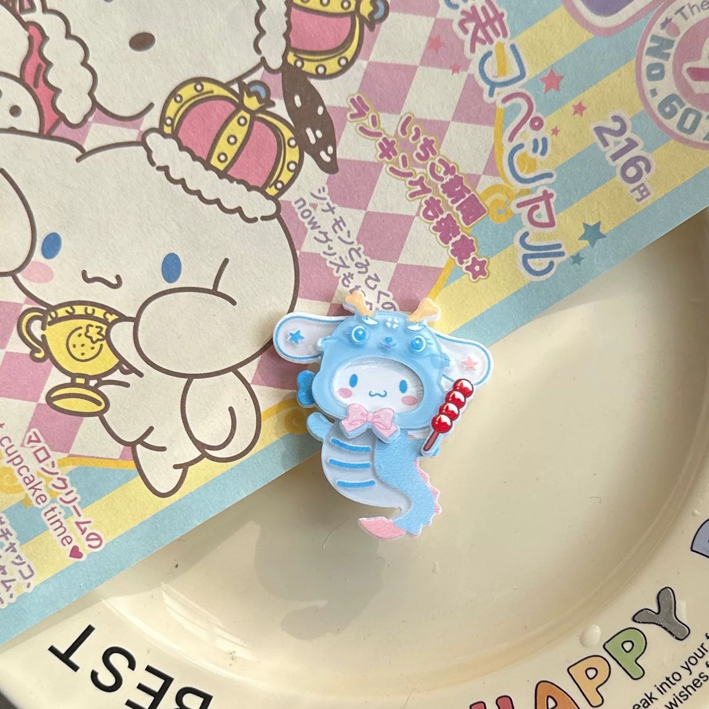 Sanrio Dragon Acrylic Hair Clip | Hello Kitty My Melody Kuromi Cinnamoroll Pompompurin Pochacoo - Custom Made Child Gift Kawaii items