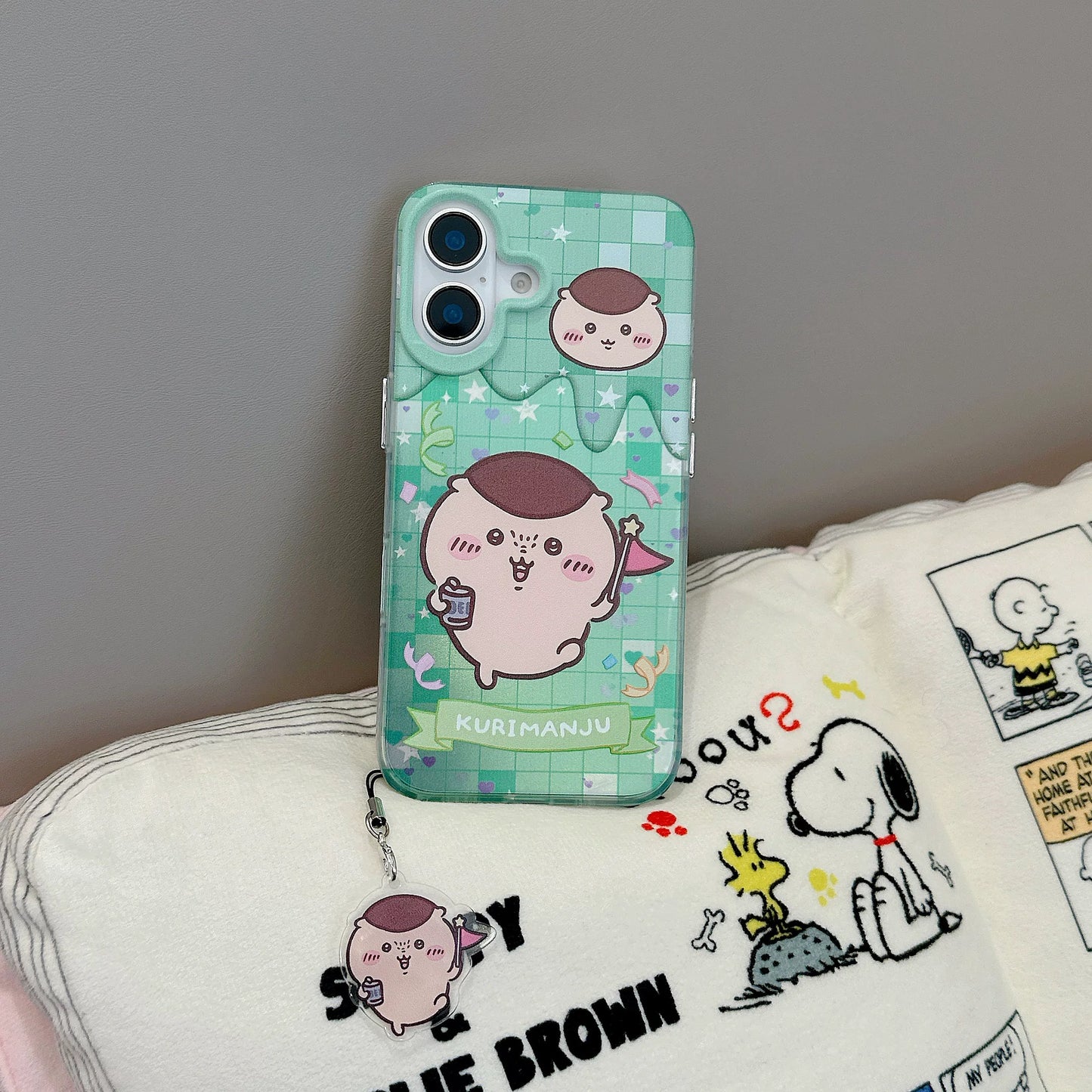 Japanese Cartoon ChiiKawa iPhone Laser Case with Strap | Happy Party Rakko Kurimanju Shisa Furuhonya - iPhone Case PLUS SE2 11 12 13 14 15 16 16e 17 17e Pro Promax 12mini 13mini