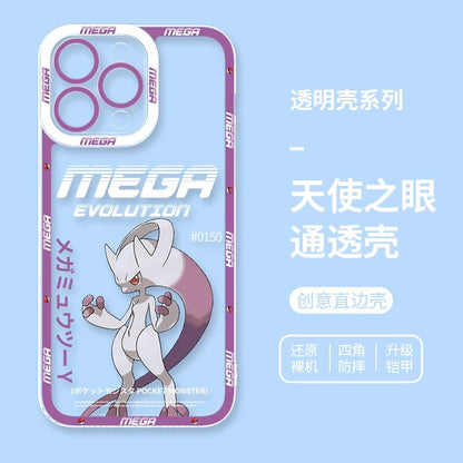 Japan Cartoon Pokemon Mega Evolution | Mewtwo Y - iPhone Case 6 7 8 PLUS SE2 XS XR X 11 12 13 14 15 16 16e Pro Promax 12mini 13mini