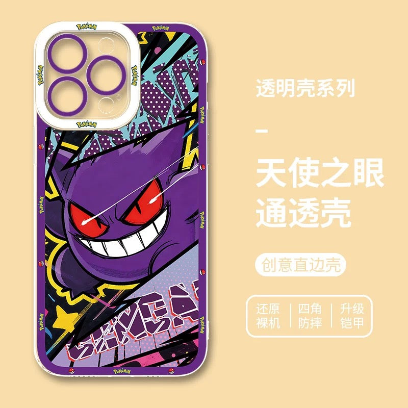 Japan Cartoon Pokemon Postal Street Style | Pikachu Gengar Squirtle Psyduck Mimikyu Bulbasaur Charmander Eevee - iPhone Case PLUS SE2 XS XR X 11 12 13 14 15 16 16e 17 17e Pro Promax 12mini 13mini
