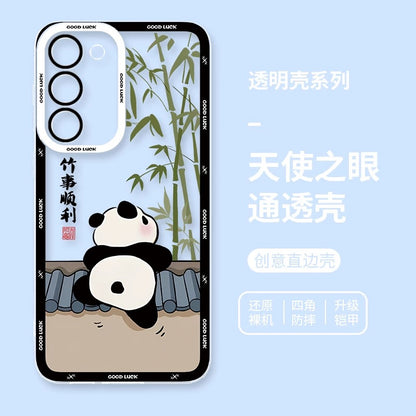 Cute Animal Panda | Chinese Ink Painting Black Version - Phone Case Samsung Galaxy S26 S25 S24 S23 S22 S21 FE Ultra Edge
