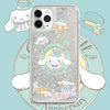 Japanese Cartoon Cinnamoroll Alice Tea Party - Silver Glitter QuickSand iPhone Case 6 7 8 PLUS SE2 XS XR X 11 12 13 14 15 16 Pro Promax 12mini 13mini