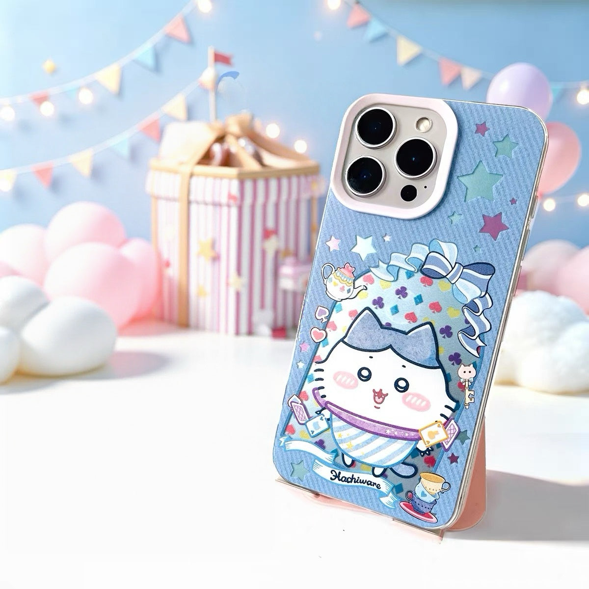 Japanese Cartoon ChiiKawa Happy Amusement Park Laser Case | Chiikawa Hachiware Usagi Momonga Shisa Crab - iPhone Case 11 12 13 14 15 16 16e 17 17e Pro Promax