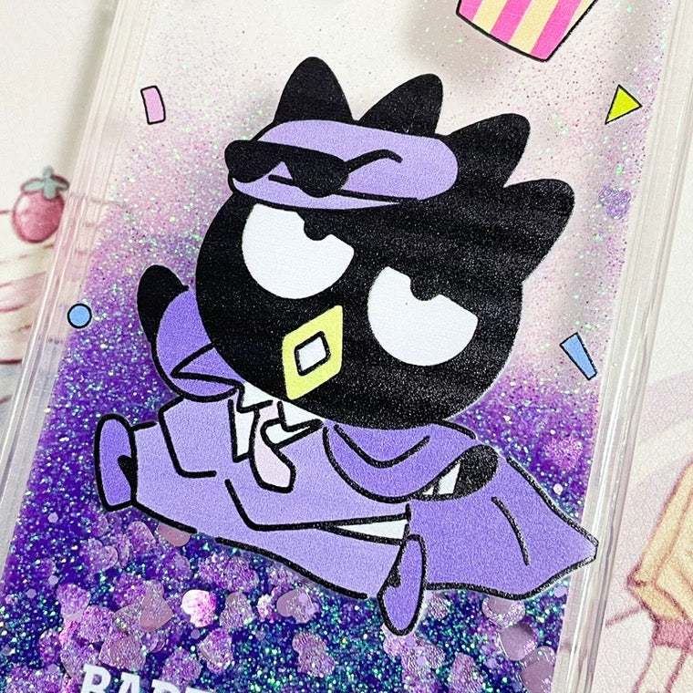 Japanese Cartoon Bad Badtz Maru Singer - Purple Glitter QuickSand iPhone Case 6 7 8 PLUS SE2 XS XR X 11 12 13 14 15 Pro Promax 12mini 13mini