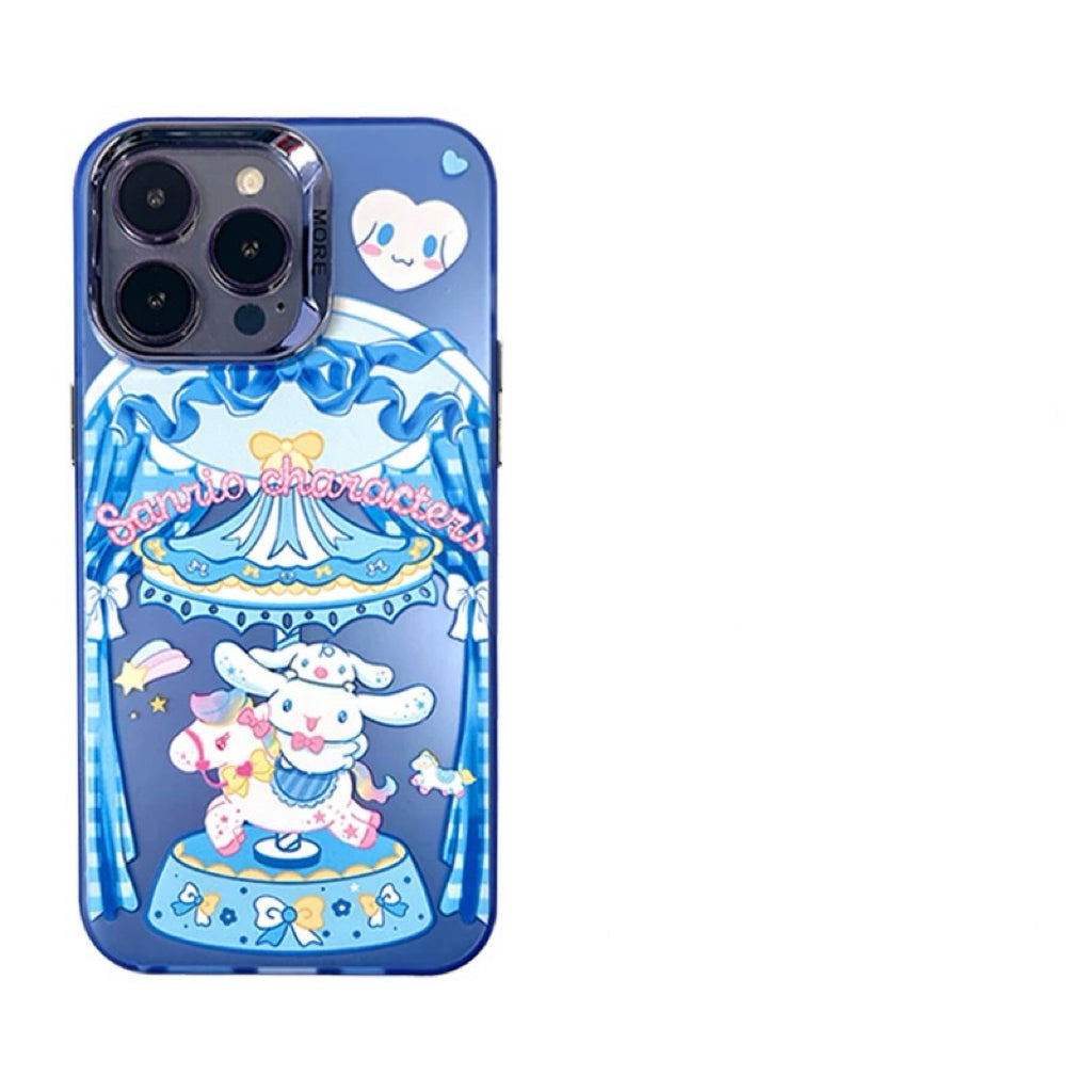 Japanese Cartoon Sanrio Merry Go Round | Cinnamoroll with Friends Laser Colour Clear - iPhone Case 11 12 13 14 15 16 Pro Promax