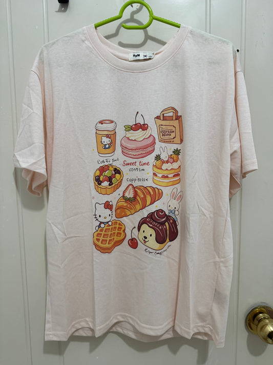 Korean Fashion Cute Cartoon Style T-Shirt Series | Vintage Hello Kitty with Cafe Sweets - Kawaii Fashion Items
