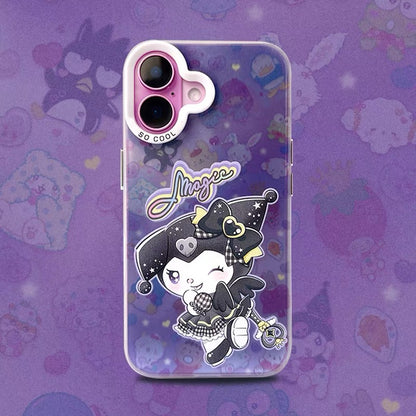 Japanese Cartoon Sanrio Magic Group Laser Case |  My Melody Kuromi Pochacco Wish Me Mell 4 Styles - Phone Case Samsung Galaxy S26 S25 S24 S23 S22 S21 FE Ultra Edge