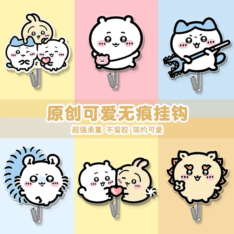 Japanese Cartoon Chiikawa Acrylic Traceless Hook | Chiikawa Hachiware Usagi Momonga Shisa - 1 Hook Kawaii Style Lovely Decoration