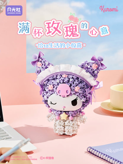 Sanrio Romantic Preserved Flowers Mini Blocks Set | My Melody Kuromi - Can Change Wink Face Limited Edition Mini Building Blocks Toy Collections