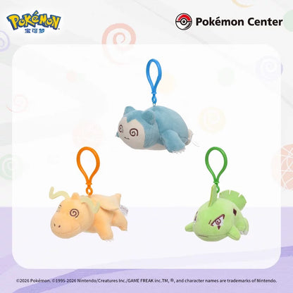 Japan Cartoon Pokemon Center Exhausted Version Keychain | Gengar Dragonite Snorlax Pikachu Scorbunny Togekiss Larvitar Poliwhirl Spinda Max Revive - Mascot Mini Plush Doll
