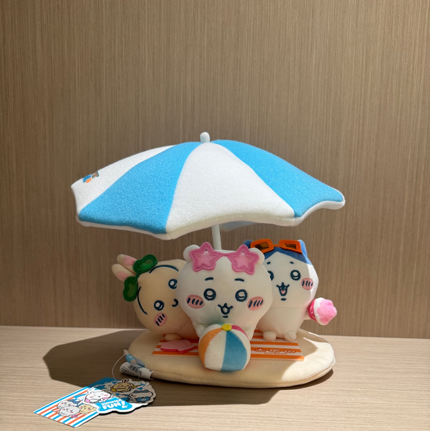 [Limited] ChiiKawa X Miniso Hot Summer Series | ChiiKawa Hachiware Usagi Under Sun Umbrella Sun Fun Plush Cute Doll - Kawaii Items Room Decoration Doll