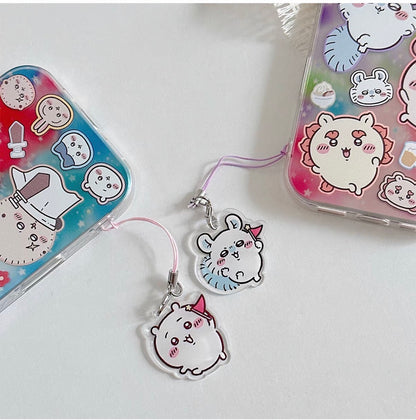 Japanese Cartoon ChiiKawa Laser Phone Case with Strap | Rainbow Galaxy with ChiiKawa Hachiware Usagi Momonga Rakko Kurimanju Shisa Furuhonya - Phone Case Samsung Galaxy S26 S25 S24 S23 S22 S21 FE Ultra Edge