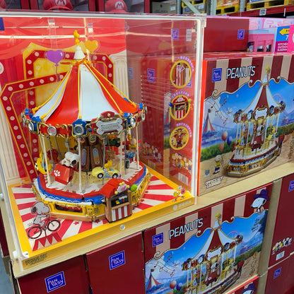 Pan Tasy x Peanut Music Box Series | Happy Merry Go Round Carousel - Lovely Dog and Yellow Birds Building Blocks Toy Collections