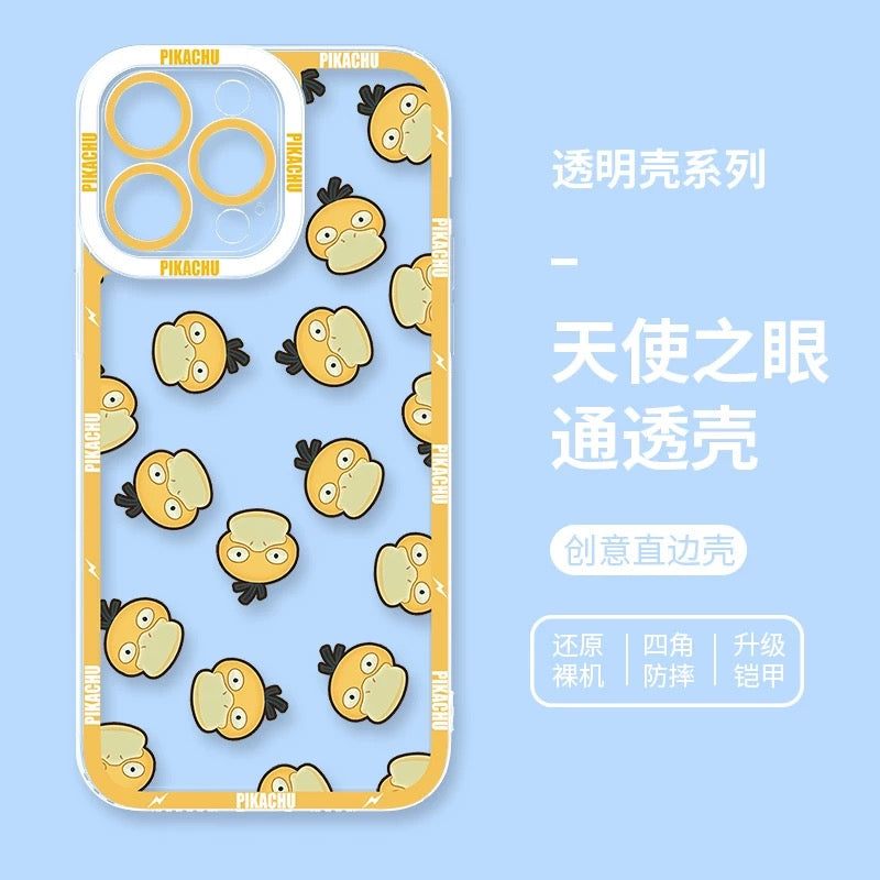 Japan Cartoon Pokemon Full Happy Face Verison | Psyduck - iPhone Case 6 7 8 PLUS SE2 XS XR X 11 12 13 14 15 16 16e Pro Promax 12mini 13mini