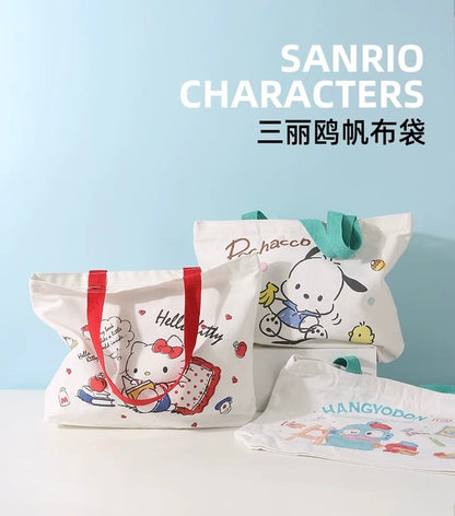 Sanrio 2023 Series Tote Bag | Hello Kitty My Melody Kuromi Cinnamoroll Pochacco Hangyodon - with Zipper