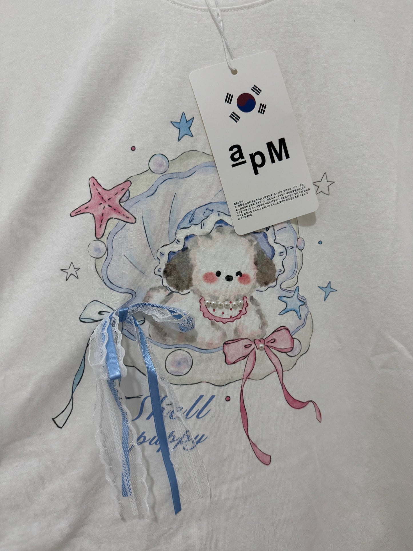 Korean Fashion Cute Animals Style T-Shirt Series | Shell Pearl with Puppy - Kawaii Fashion Items