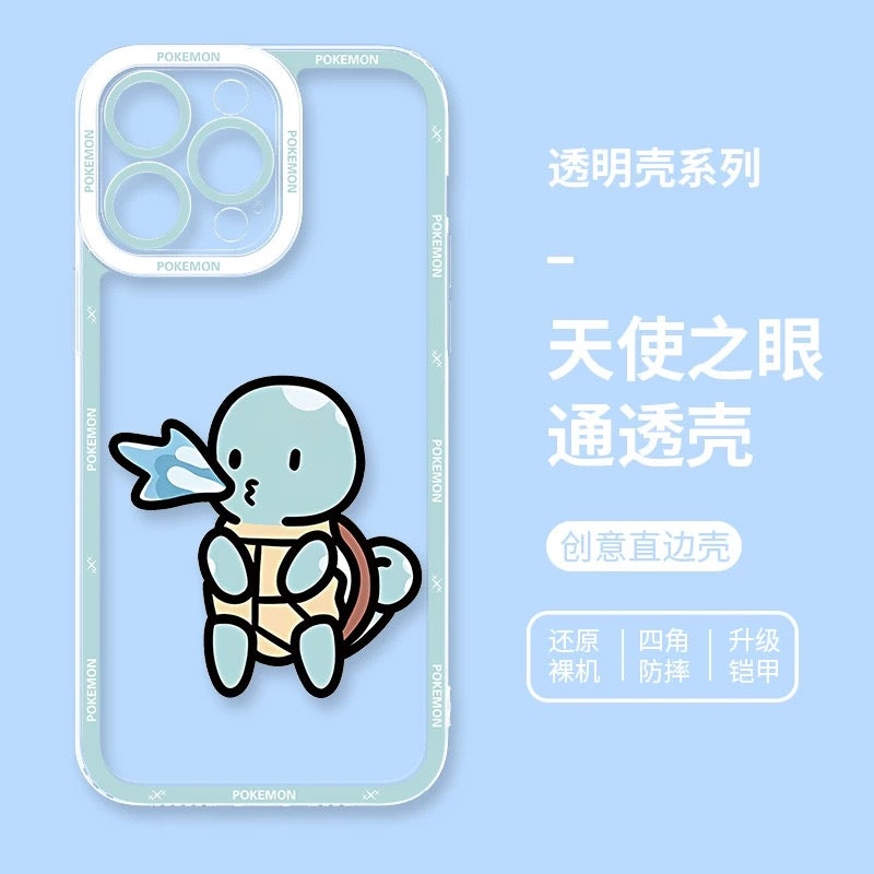 Japan Cartoon Pokemon Simple Cute Drawing | Pikachu Gible Bulbasaur Squirtle Snoriax Psyduck Jigglypuff Charmander- iPhone Case PLUS SE2 XS XR X 11 12 13 14 15 16 16e 17 17e Pro Promax 12mini 13mini