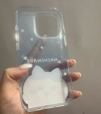 Japanese Cartoon ChiiKawa Gittler Colour Clear Case with Phone Strape | Say Hi Chiikawa Hachiware Usagi Momonga - iPhone Case Plus SE2 11 12 13 14 15 16 16e 17 17e Pro Promax 12mini 13mini