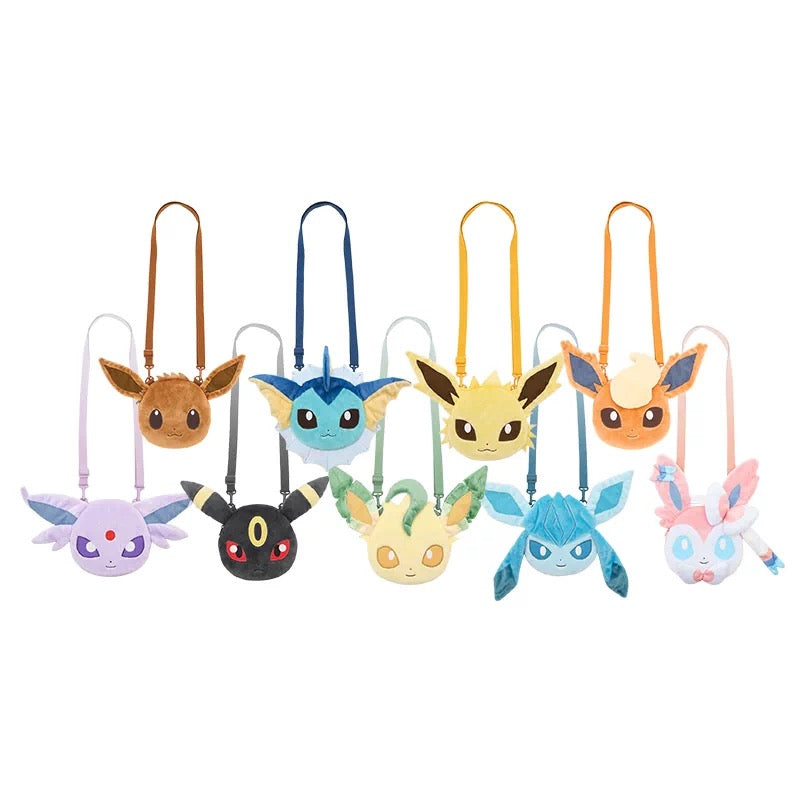 Japan Cartoon Pokemon Eevee Evolution Series Cute Plush Shoulder Bag | Eevee Vaporeon Jolteon Flareon Espeon Umbreon Leafeon Glaceon Sylveon - Evolve Anime Collectable Kawaii Item
