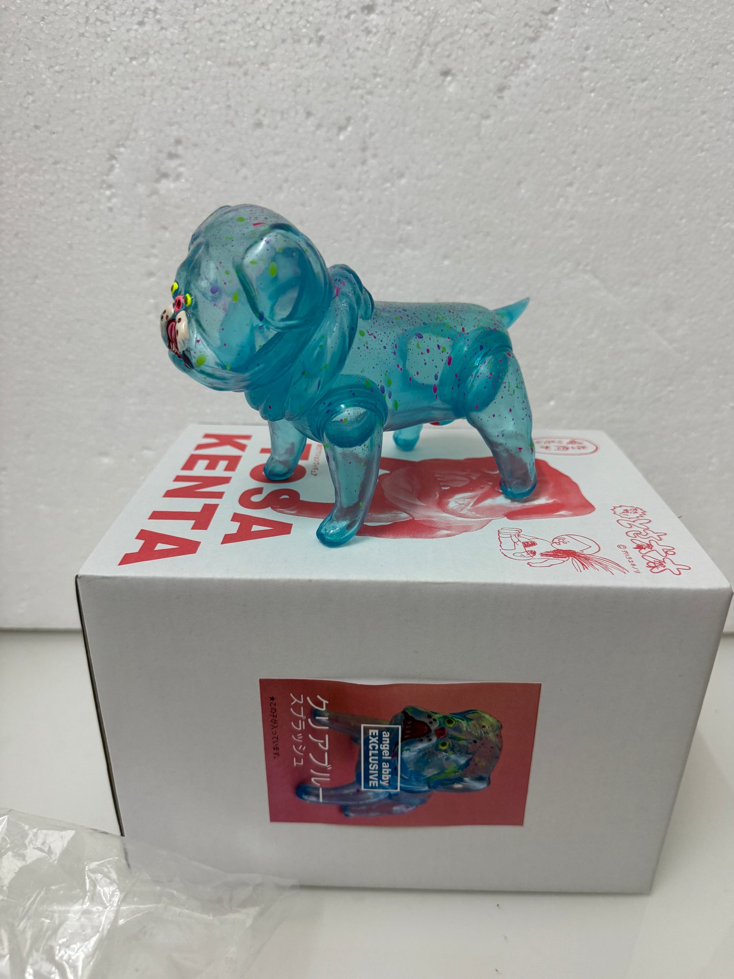 Japan Artist Dehara | Tosa Dog Inu Transparent Sky Blue Splashed Ink Version - 50pcs Limited Worldwide Sofubi Figure Soft Vinyl Rare