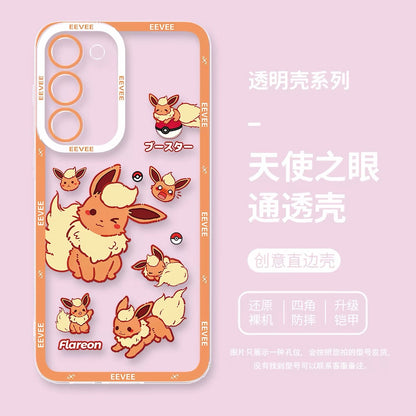 Japanese Cartoon Pokemon Case Eevee Evolution Cute Emo Version | Eevee Vaporeon Jolteon Flareon Espeon Umbreon Leafeon Glaceon Sylveon 9 Styles  - Phone Case Samsung Galaxy S26 S25 S24 S23 S22 S21 FE Ultra Edge