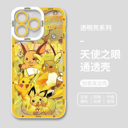 Japan Cartoon Pokemon Evolution Drawing Version | Pikachu Gengar Squartle - iPhone Case PLUS SE2 XS XR X 11 12 13 14 15 16 16e 17 17e Pro Promax 12mini 13mini