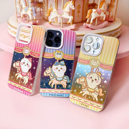 Japanese Cartoon ChiiKawa Go Round Laser Case | Merry Go Round with Chiikawa Hachiware Usagi - Phone Case Samsung Galaxy S26 S25 S24 S23 S22 S21 FE Ultra Edge