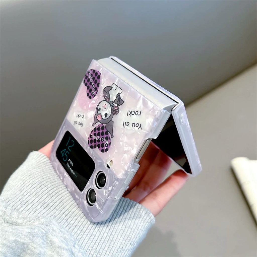Japanese Cartoon | Pearl Kuromi - Phone Case Samsung Galaxy Z Flip 3 4 5 W23 Filp