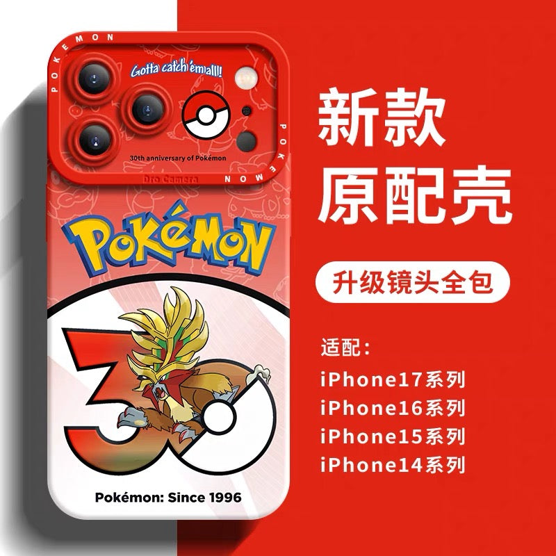 Japanese Cartoon Pokemon Silicone Case Pokemon 30 Anniversary Version Part30 | Morpeko Falinks Walking Wake Dracovish Slither Wing Gouging Fire Raging Bolt Iron Treads Iron Moth 9 Styles - iPhone Case 11 12 13 14 15 16 16e 17 17e Pro Promax 12mini 13mini