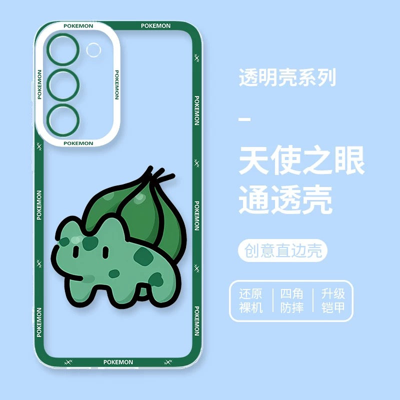 Japan Cartoon Pokemon Simple Cute Drawing | Pikachu Gible Bulbasaur Squirtle Snoriax Psyduck Jigglypuff Charmander - Phone Case Samsung Galaxy S26 S25 S24 S 23 S22 S21 FE Ultra Edge