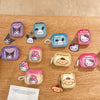 Japanese Cartoon Candy Colour Hello Kitty My Melody Kuromi Pompompurin Pochacco Red Pink Purple Yellow Blue with Keychain - AirPods AirPodsPro AirPods3 AirPods4 Case
