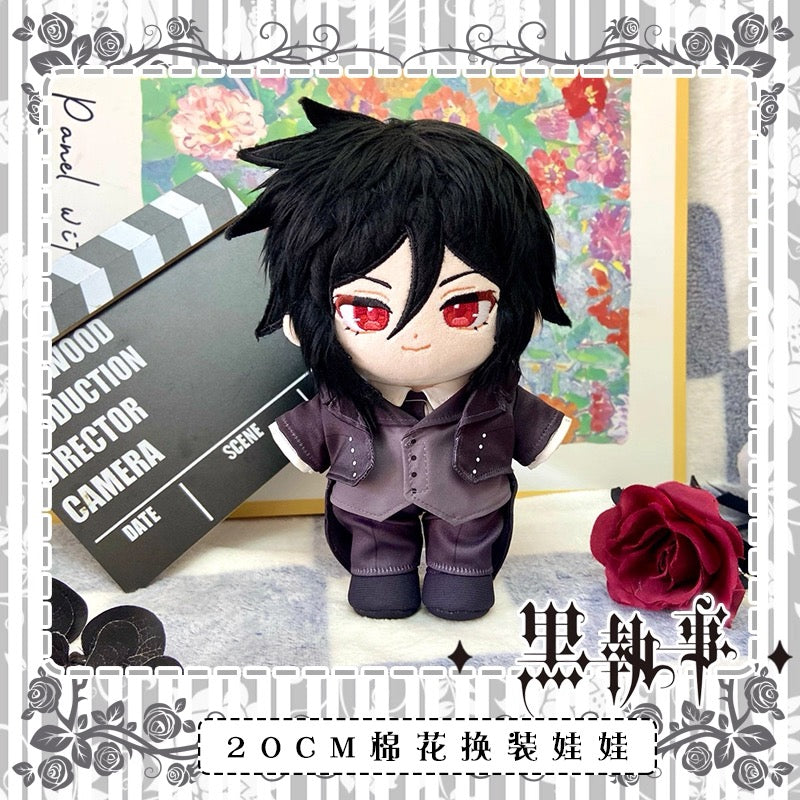 Japanese Anime Black Butler Kuro Shitsuji Cotton Plush Doll | Ciel Sebastian Cute Kawaii 20cm Doll Can Change Outfits - Cute Kawaii Item