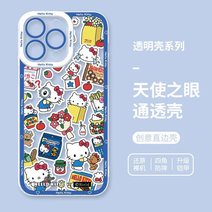 Japanese Cartoon Hello Kitty | Vintage Kitty Blue Version 5 Styles - Phone Case Samsung Galaxy S26 S25 S24 S23 S22 S21 FE Ultra Edge
