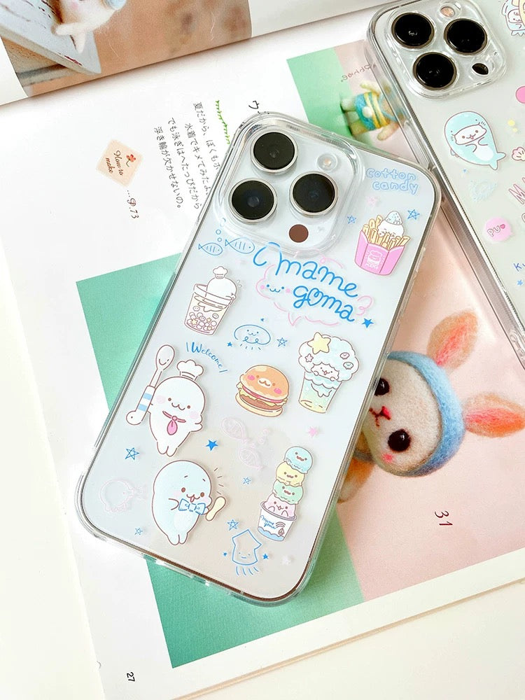 Japanese Cartoon Mamegoma | Cosplay & Hamburger Lovely Seal - iPhone Case 12 13 14 15 Pro Promax