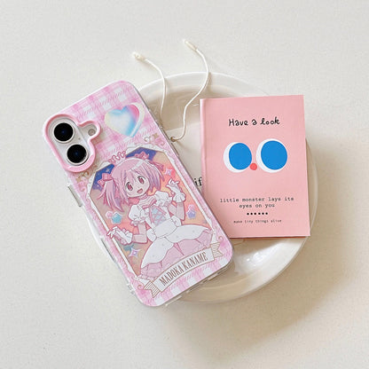 Japanese Cartoon Puella Magi Madoka Magica Laser Case | Madoka Miki Tomoe Sakura Akemi - iPhone Case PLUS SE2 11 12 13 14 15 16 16e 17 17e Pro Promax 12mini 13mini