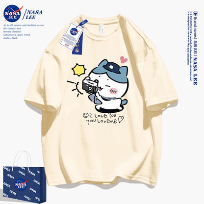 Japanese Cartoon ChiiKawa Casual Style T-Shirt Series | Hachiware Happy Picnic with Camera - Kawaii Fashion Items