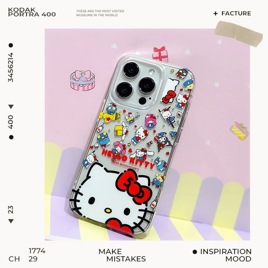 Japanese Cartoon Sanrio with friends Hello Kitty 50th Anniversary - iPhone Case 13 14 15 Pro Promax