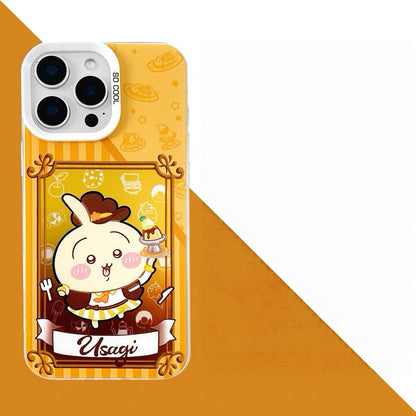 Japanese Cartoon ChiiKawa Cafe Cake Chef Laser Case | Chiikawa Hachiware Usagi Momonga Kurimanju Rakko 6 Styles - iPhone Case 11 12 13 14 15 16 16e 17 17e Pro Promax