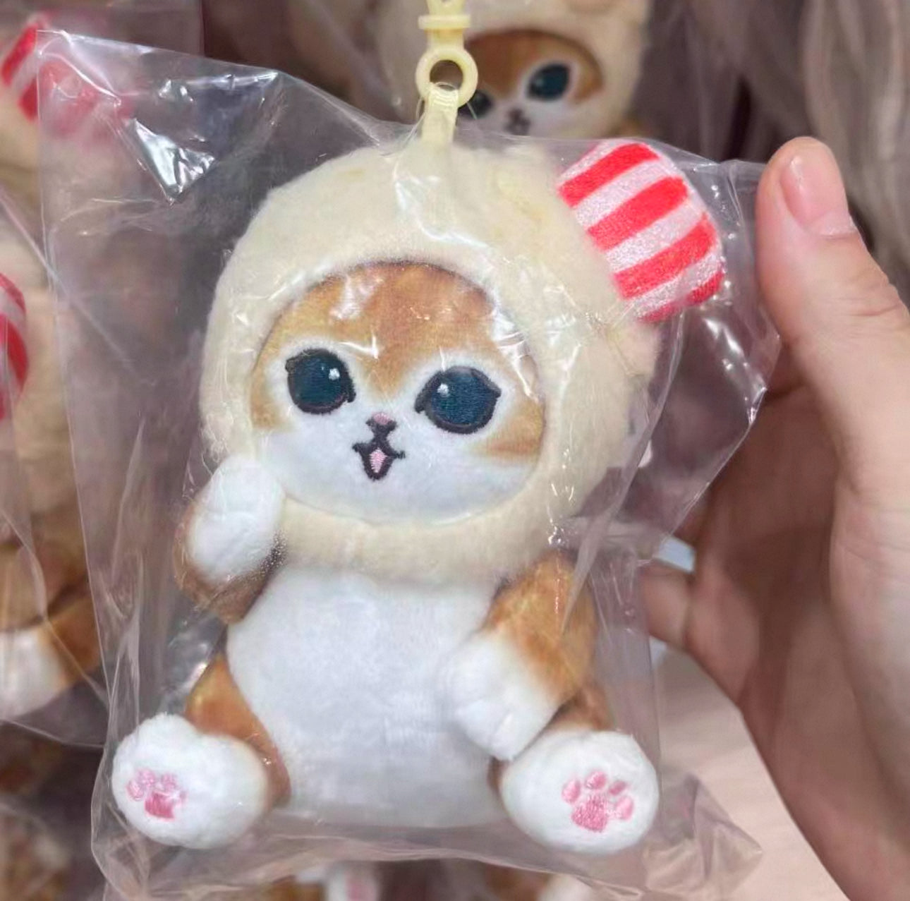 Miniso X Mofusand Ice Cream Series | Mofusand Cat in Ice Cream Cup and Cone Costume Cute Plush Doll Keychain - Kawaii items Room Decoration Doll