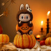 Popmart Happy Halloween Party Series Limited Edition | Zimomo Sitting Pumpkin Vinyl Plush Pendant Figure Keychain - 15cm Kasing Lung Zimomo Labubu Toy Collection